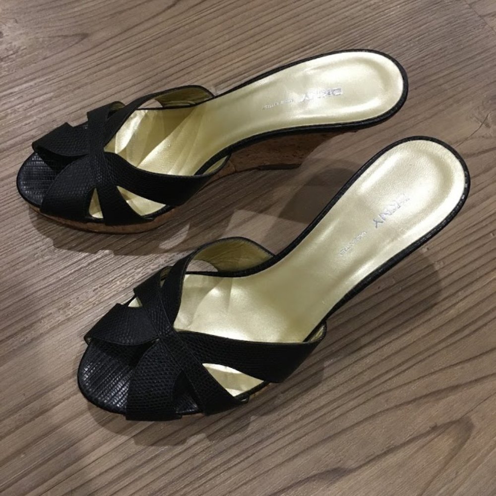 DKNY Black Slides Size 7